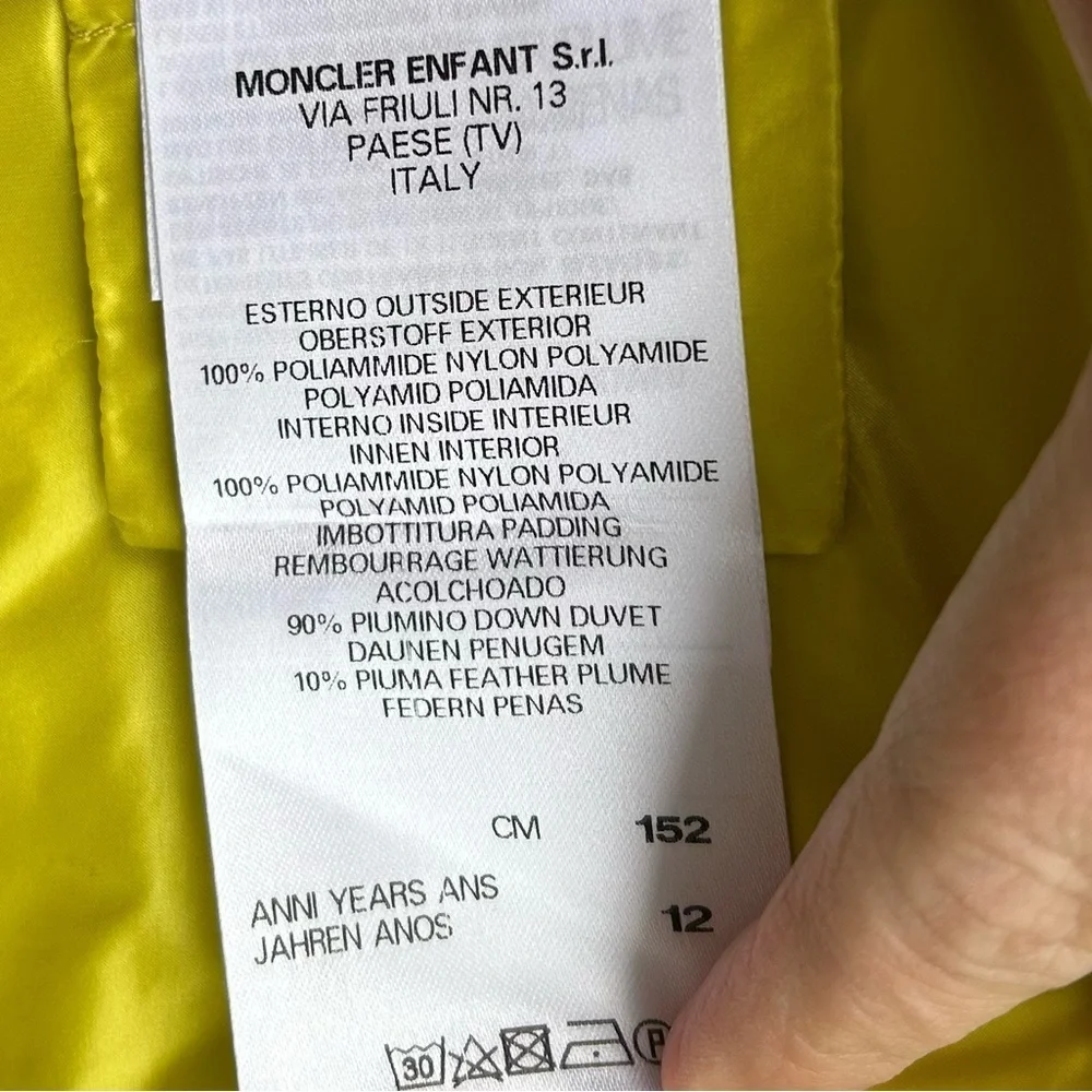 Moncler Citrine Kids Down Vest, size 12 - Picture 13 of 14